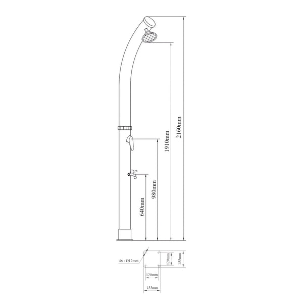 Dus solar gradina Kebomi 216 cm 18 L plastic metal negru [casa.pro]