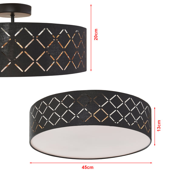 Lampa plafon Bay 20 cm 3xE27 max 60W poliester negru/alb [lux.pro]