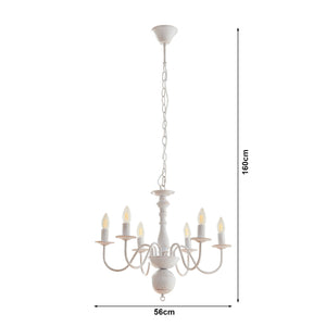 Lustra Berkeley 160x56x56 cm 6xE14 max 40W alb vintage [lux.pro]
