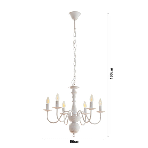 Lustra Berkeley 160x56x56 cm 6xE14 max 40W alb vintage [lux.pro]