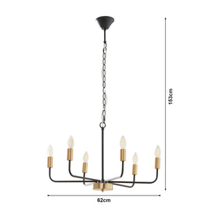 Lustra Bishop 153x62x62 cm 6 x E14 max 40W negru/culoarea alamei [lux.pro]