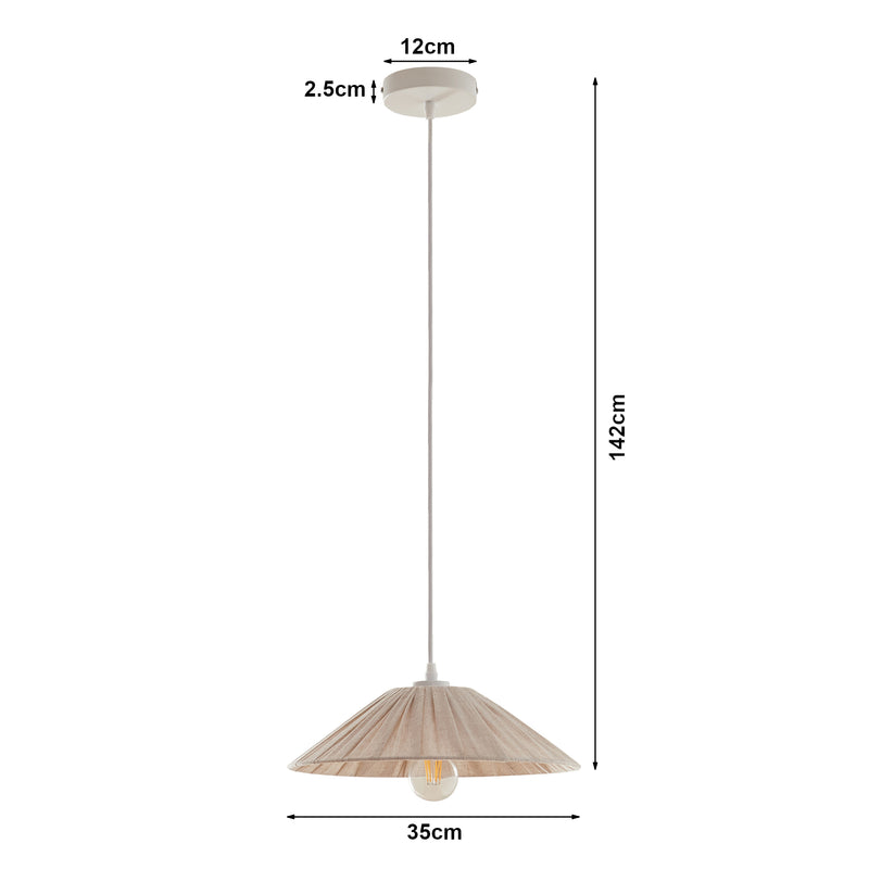 Schiță cotată Lampa suspendata Bridge 142 cm 1xE27 max 60W alb/bej [lux.pro]