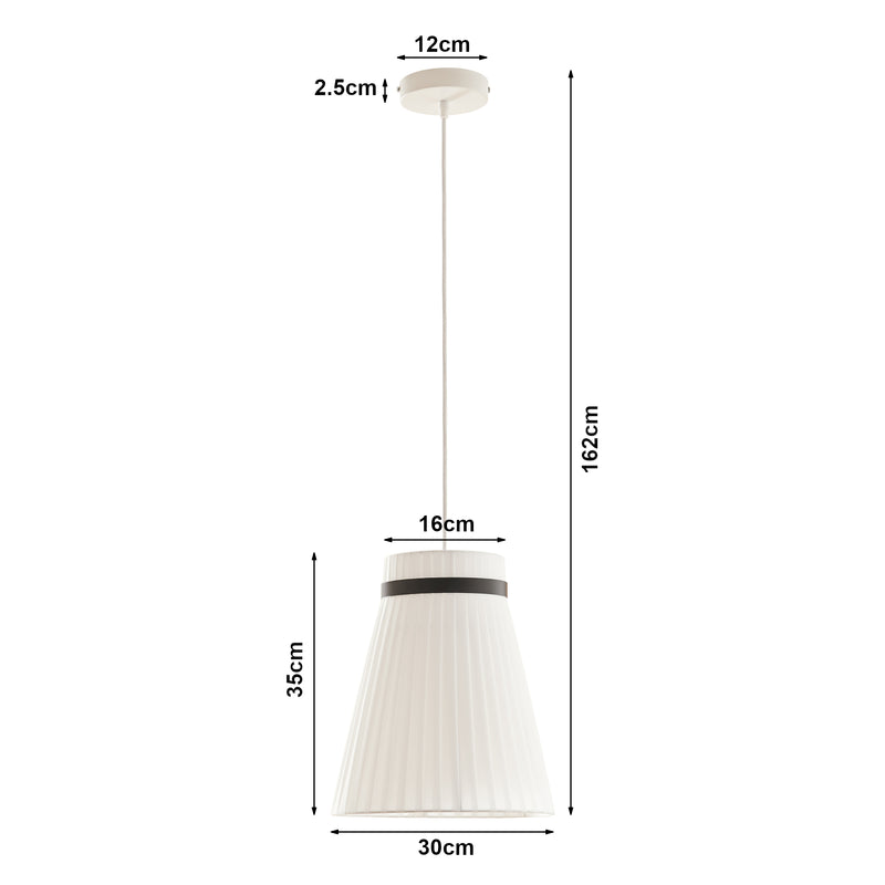 Schiță cotată Lampa suspendata Broughton 162 cm 1xE27 max. 60W alb/negru [lux.pro]