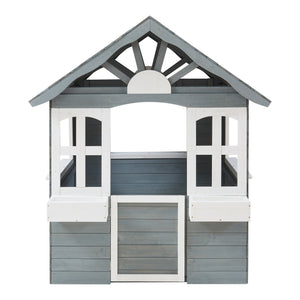 Casuta gradina Vesa 138x120x102 cm lemn gri/alb [casa.pro]