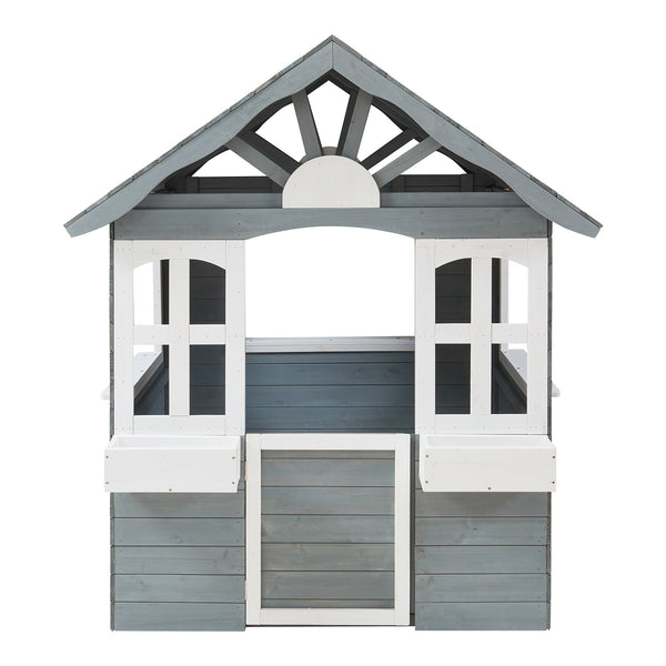 Casuta gradina Vesa 138x120x102 cm lemn gri/alb [casa.pro]