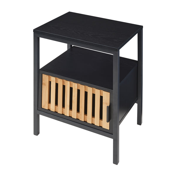 Noptiera Luniehti 58x40x33 cm negru natur [en.casa]