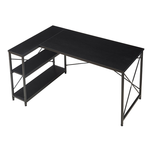 Birou de colt Raundsvalt 137x88x75 cm negru [en.casa]