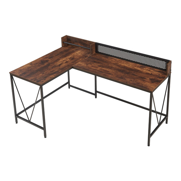 Birou de colt Frelvepirg 165x110x90 cm negru/efect lemn nuc [en.casa]