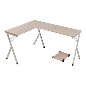 Birou cu suport PC Tarielarg 158x120x75 cm alb/efect lemn stejar [en.casa]