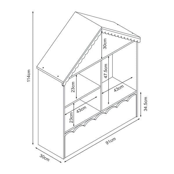 Raft casuta copii Vestnes 114x91x30 cm roz/alb [en.casa]