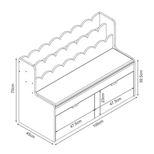 Raft pentru copii cu bancheta Vestnes 70x100x45 cm roz/alb [en.casa]