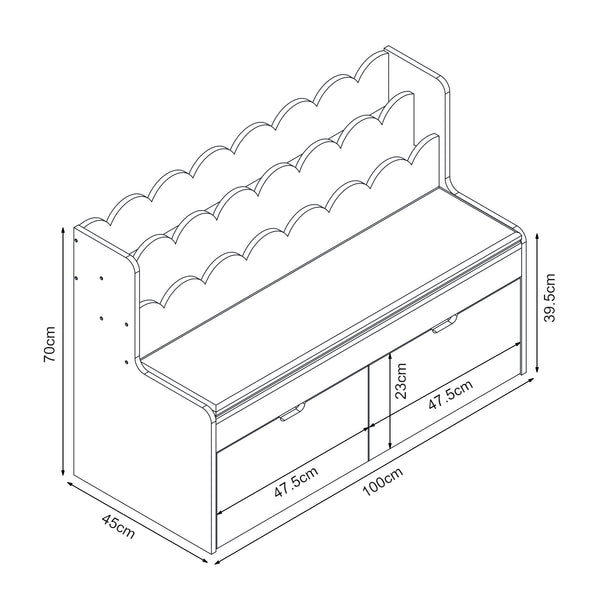 Raft pentru copii cu bancheta Vestnes 70x100x45 cm roz/alb [en.casa]