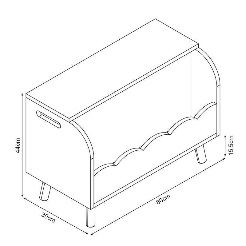 Schiță cotată Lada jucarii Vestnes 60x30x44 cm roz/alb [en.casa] 