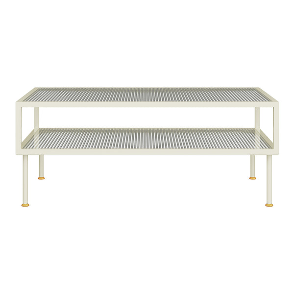 Masuta cafea Lindau 100x50x46 cm otel sticla crem deschis [en.casa]