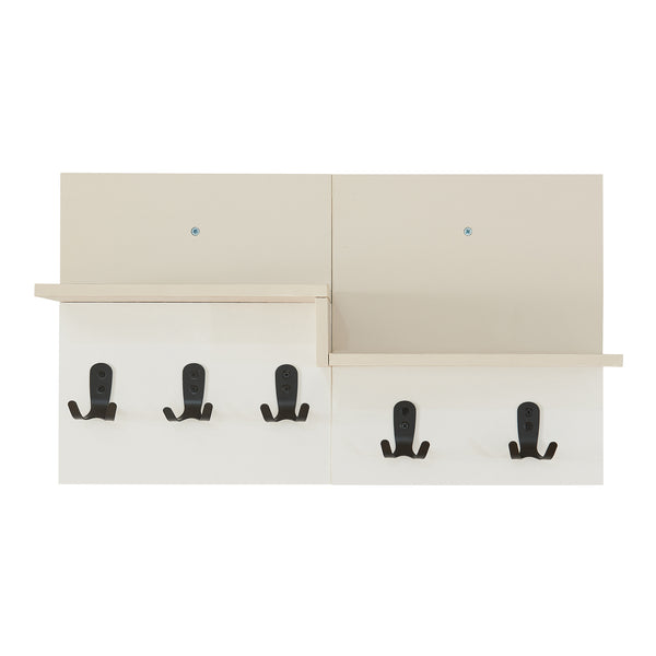 Cuier de perete cu 2 rafturi Botaruvn 34x59x13 cm bej/alb [en.casa]