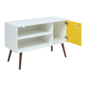 Comoda TV Vare 100x40x65 cm alb/galben/efect nuc [en.casa]
