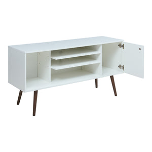 Comoda TV Vare 130x40x65 cm alb/efect nuc [en.casa]