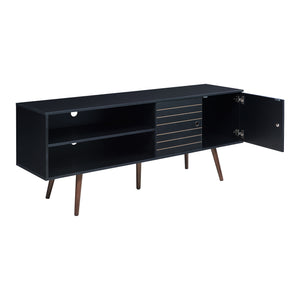 Comoda TV cu 2 usi Vare 160x40x65 cm negru/efect nuc [en.casa]