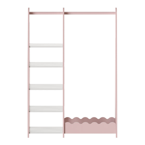 Garderoba copii Vestnes 114x77x30 cm mdf roz/alb [en.casa]