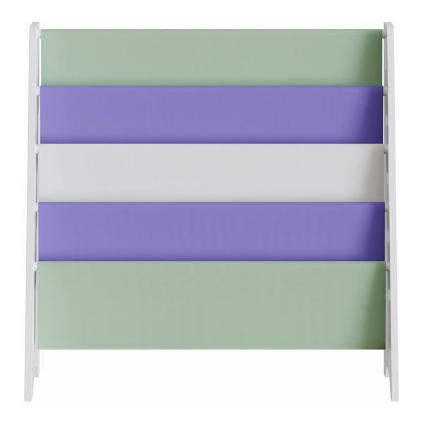 Raft carti copii Hornnes 60x62x28 cm alb/verde deschis/lila [en.casa]