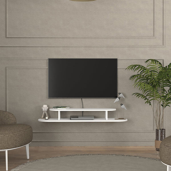 Suport TV perete Targema 120x30x16 cm alb [en.casa]