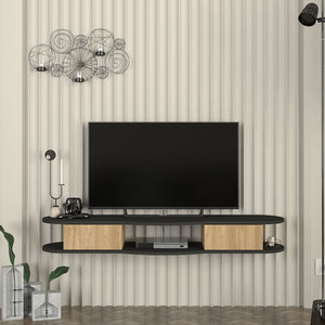 Suport TV de perete Nyskiri 150x35x19 cm antracit/efect lemn stejar [en.casa]