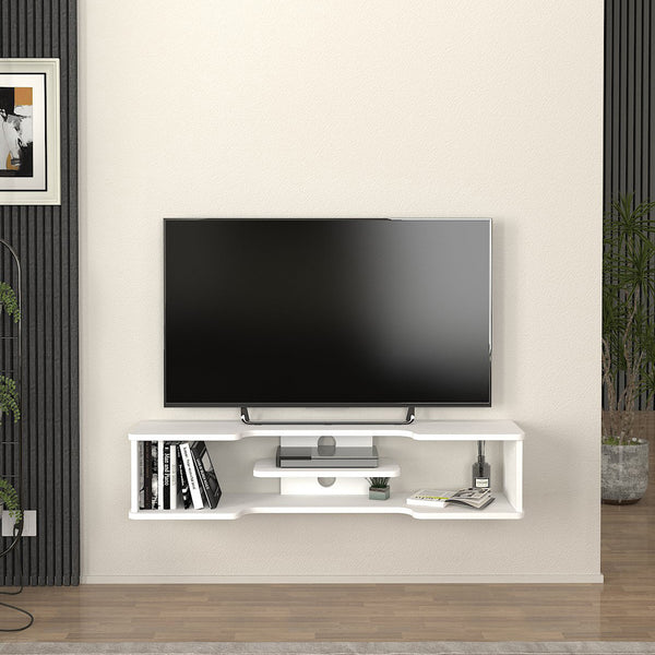 Suport TV de perete Yrela 120x30x26 cm alb [en.casa]