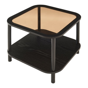Masuta patrata Latama 51x51x45 cm bambus mdf sticla culoarea bronzului/negru [en.casa]