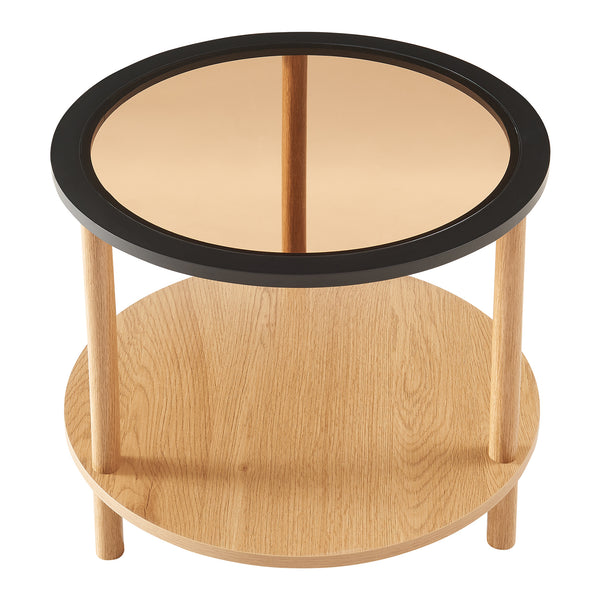 Masuta rotunda Latama, 51x45 cm sticla culoarea bronzului/natur [en.casa]