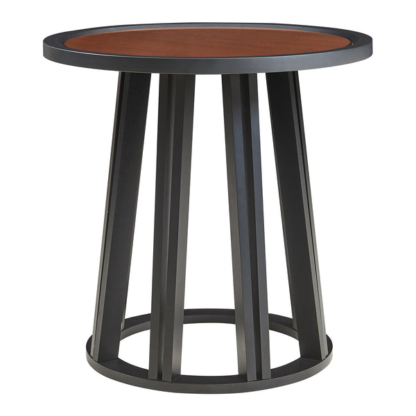Masuta rotunda Burgess 51x51 cm negru/efect lemn nuc [en.casa]