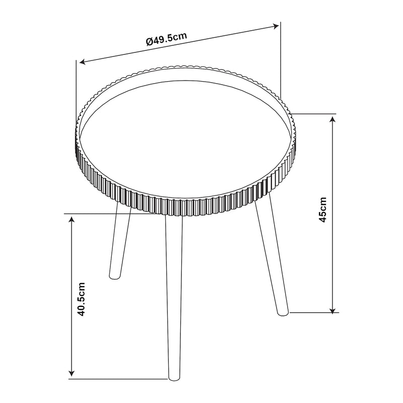 Schiță cotată Masuta rotunda Bongard 49x45 cm alb/natur [en.casa]
