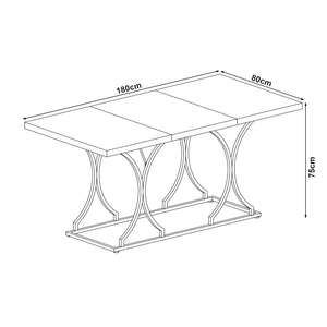 Masa 6 persoane Figa 180x80x75 cm alb marmorat/auriu [en.casa]