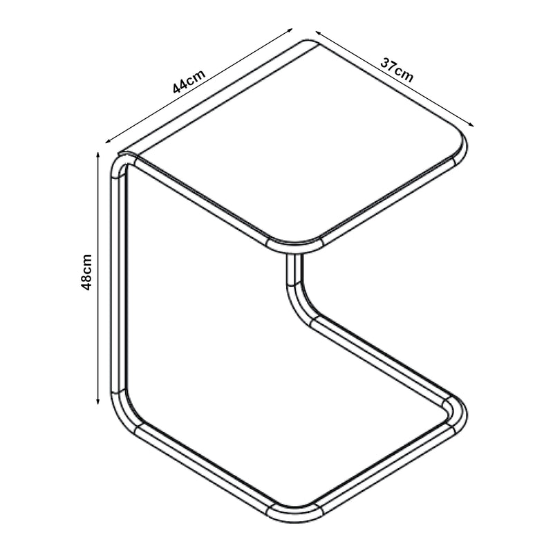 Schiță cotată Masuta living Brosa 44x37x48 cm transparent/culoarea cromului [en.casa]
