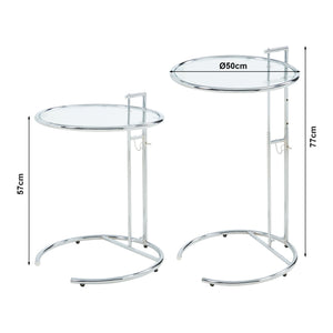 Masa sticla cu inaltime reglabila Stare 50x55-77 cm transparent/crom [en.casa]