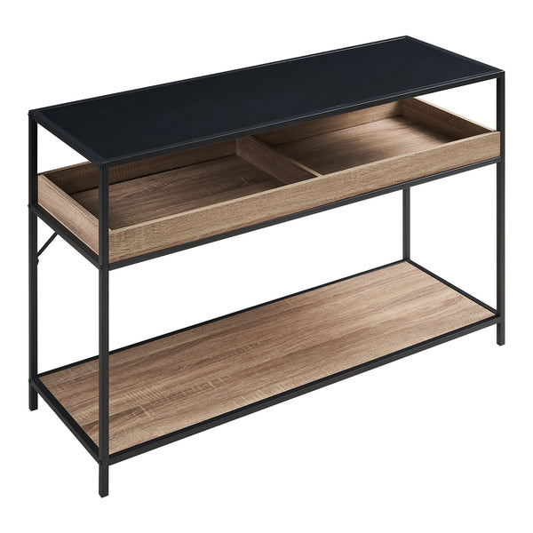 Masa consola Belana 110x40x80 cm negru/efect stejar [en.casa]