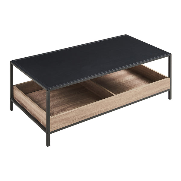 Masuta cafea Belana 100x48x35 cm negru/efect lemn stejar [en.casa]