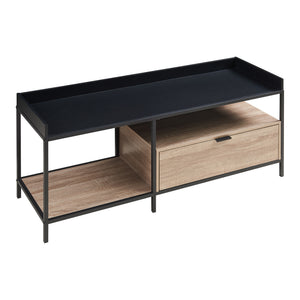 Comoda TV cu sertar Belana 119x40x53 cm negru/efect stejar [en.casa]
