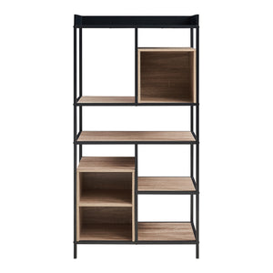 Raft carti Belana 137x70x33 cm negru/efect stejar [en.casa]