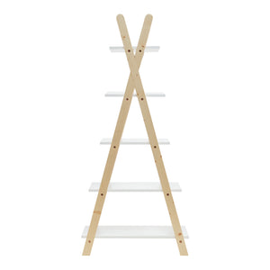 Raft carti design cort copii Vanlilu 145x65x32 cm natur/alb [en.casa]