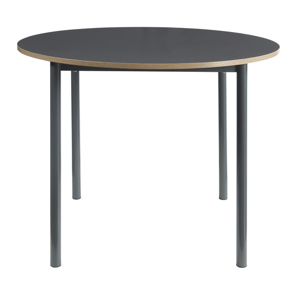 Set masa rotunda si 4 scaune Lindesberg 75x100 cm gri/efect stejar/maro deschis [en.casa]