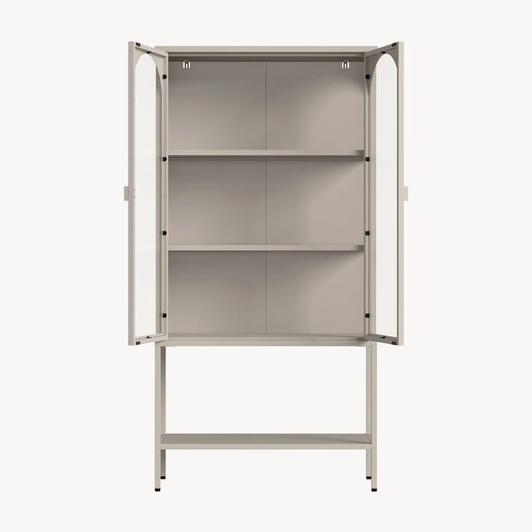 Vitrina cu 2 usi si raft Klippestad 160x80x35 cm gri cald [en.casa]