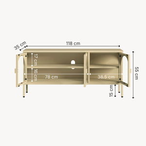 Vitrina cu 3 usi sticla Klippestad 118x35x55 cm camel [en.casa]
