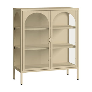 Vitrina cu 2 usi sticla Klippestad 95x80x35 cm camel [en.casa]