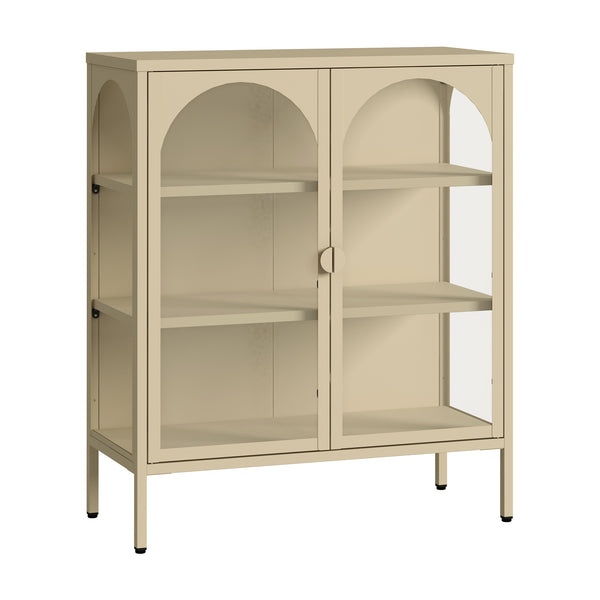 Vitrina cu 2 usi sticla Klippestad 95x80x35 cm camel [en.casa]