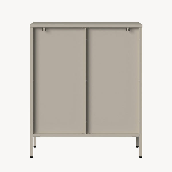 Vitrina cu 2 usi sticla Klippestad 95x80x35 cm camel [en.casa]