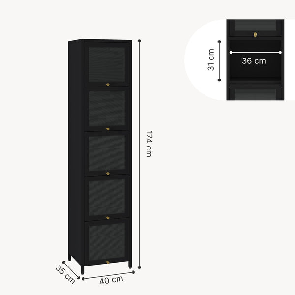 Dulap inalt Ostersund 174x40x35 cm otel negru [en.casa]