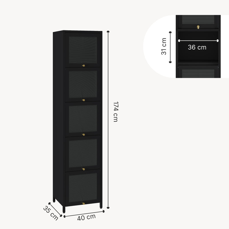 Schiță cotată Dulap inalt Ostersund 174x40x35 cm otel negru [en.casa]
