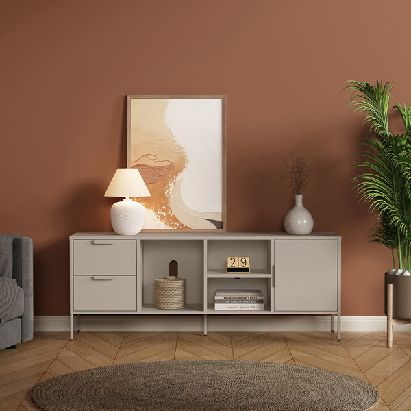 Comoda TV Kliri 150x35x58 cm otel camel [en.casa]