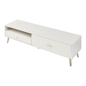 Comoda TV cu 1 sertar si 2 usi Hallevil 150x39x45 cm gri deschis [en.casa]