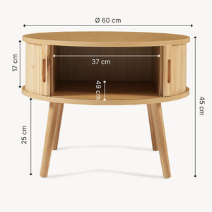 Noptiera rotunda cu usi glisante Nordkapp 45x60 cm bambus natur [en.casa]
